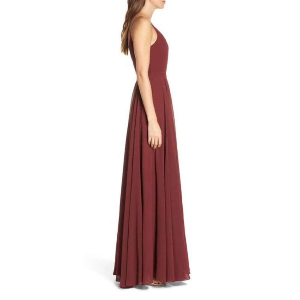 Jenny Yoo James Sleeveless Wrap Chiffon Dress 6